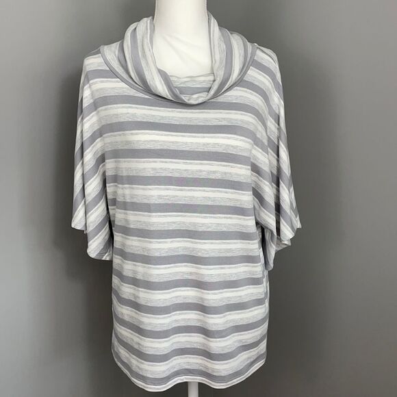 Lou & Grey Cowl Neck Short Sleeve Striped Sweater. Size Medium. New with… - Picture 1 of 11